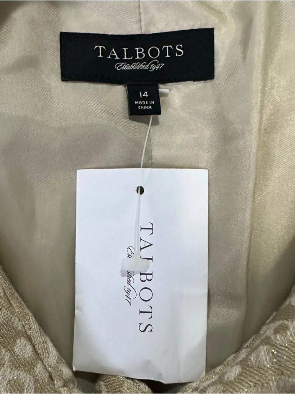 Talbots Women’s Gold Brocade Paisley Swing Crop Jacket Blazer Size 14 BNWOT! - Picture 10 of 11